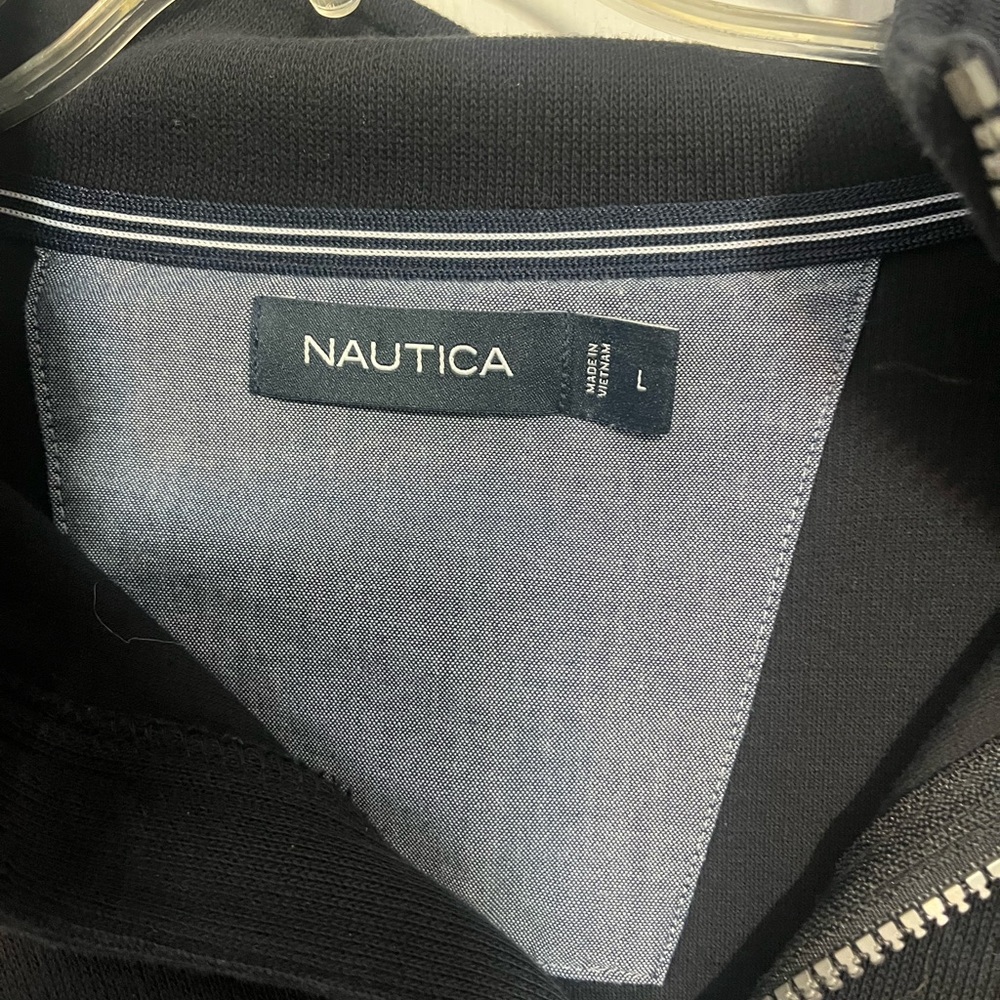 Nautica Men's Navy and Gray 1/4 zip